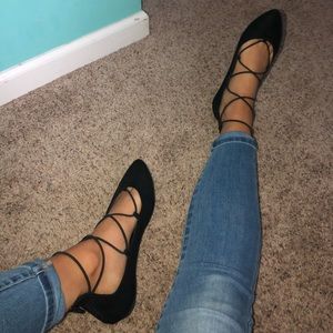 Black Report Strappy Flats